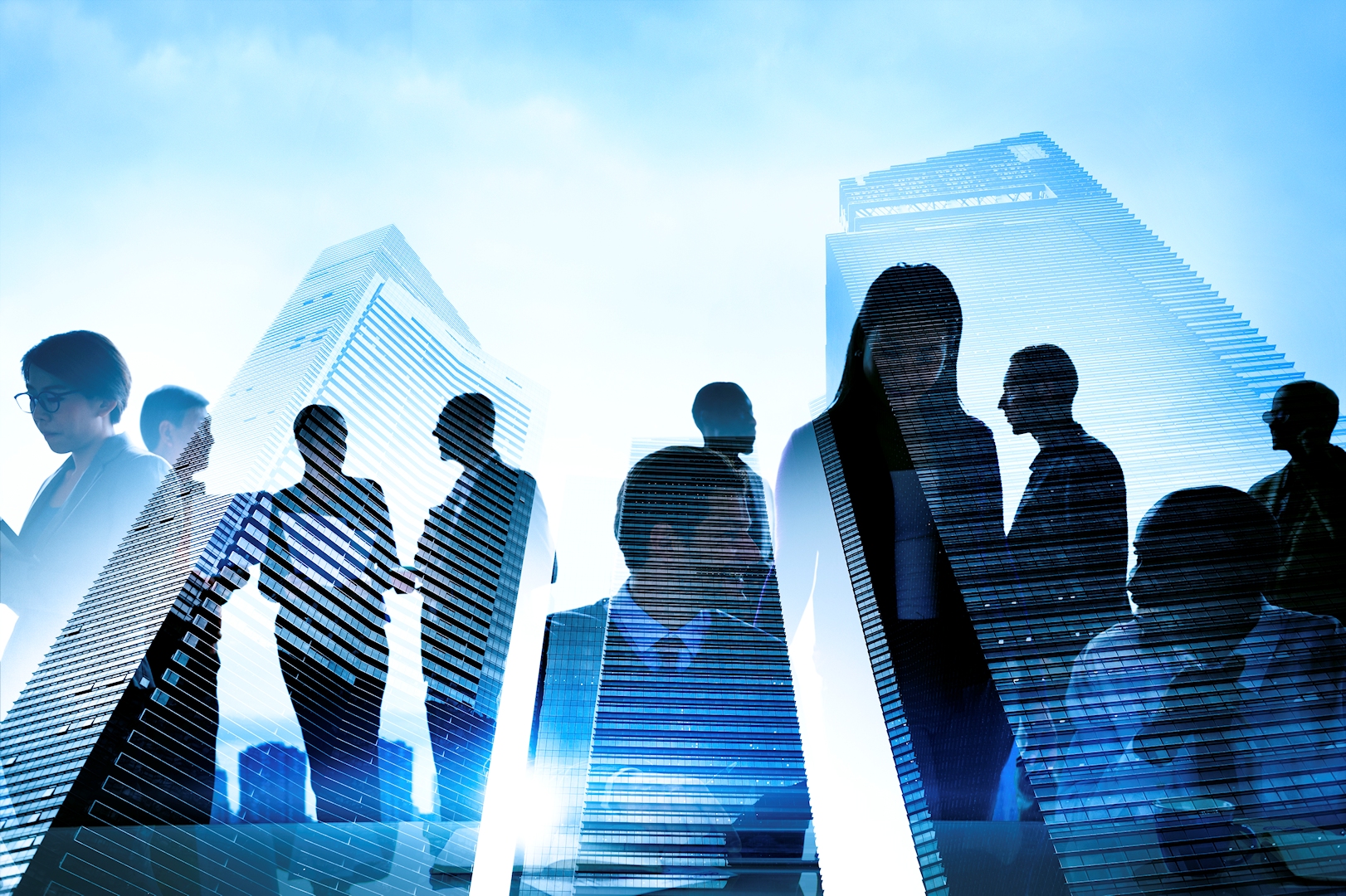 Business People Silhouette Transparent Building Concept